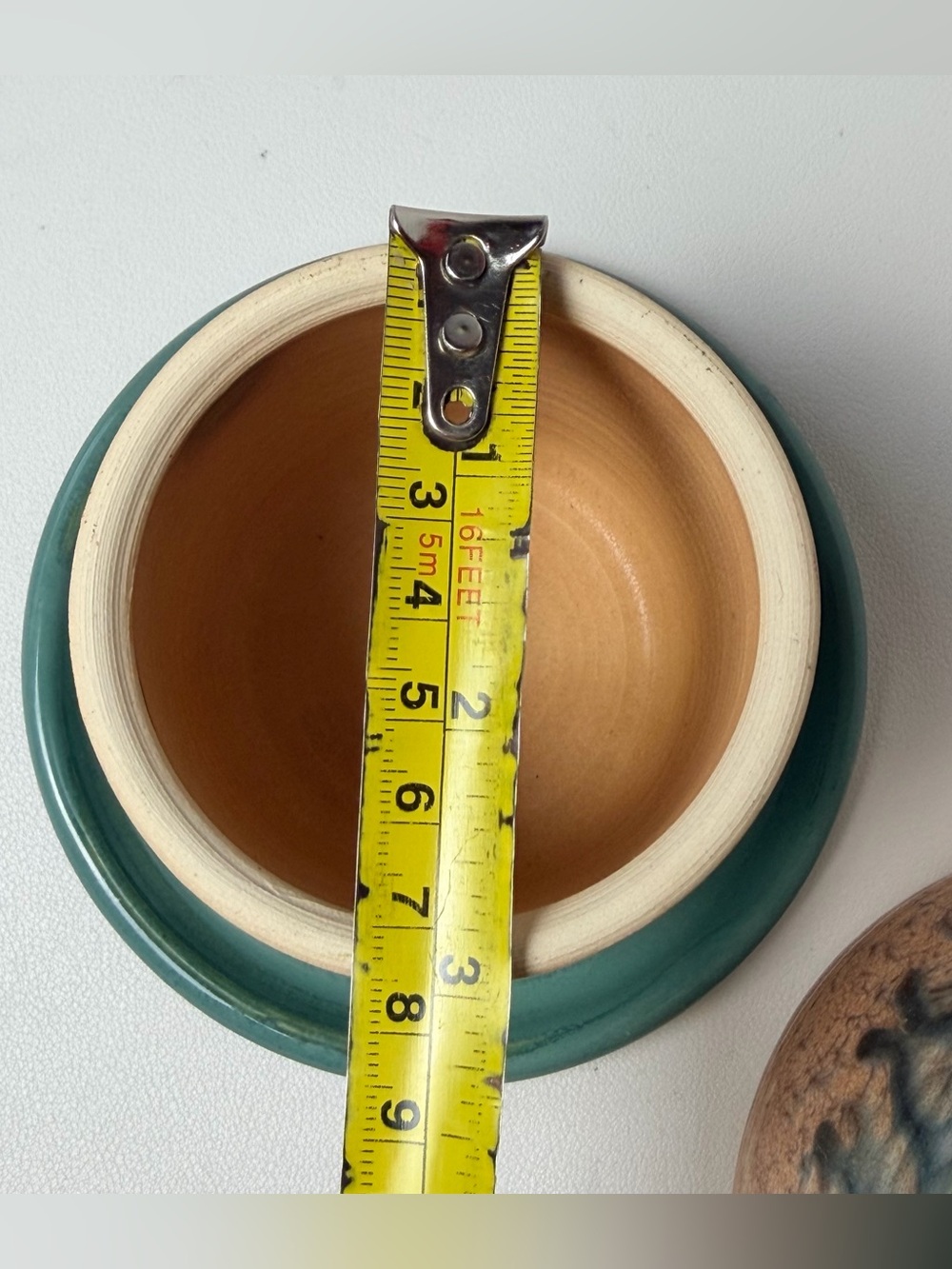 Handmade Studio Pottery French Butter Keeper Crock Drip Glaze Green Blue Tan Art - Picture 8 of 8